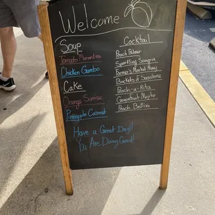 a chalk board with a menu on it