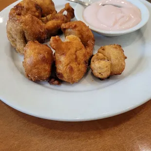 Fried delicousness....Apple fritters with strawberry yogurt