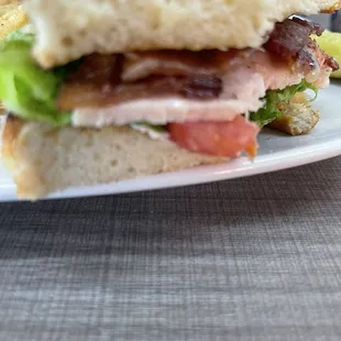 Turkey BLT on sourdough  Only 1 slice of turkey though