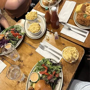 Crispy Catfish Sandwich, The Best Chicken Sandwich, Mac and Cheese, Cornbread