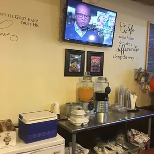 Behind counter