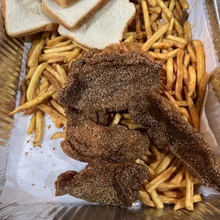 Burn fish and French fries