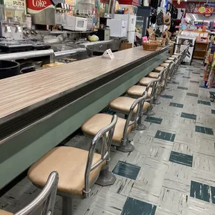 Display of a Woolworth Lunch counter. Not in Use today. But you can sit down.