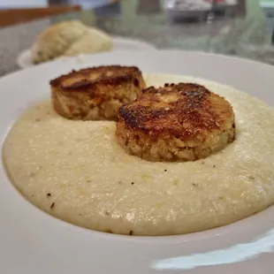 Salmon Croquettes and Cheese Grits