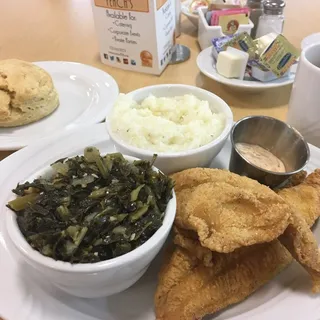 Catfish, Greens & Grits