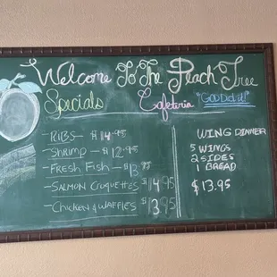 a chalkboard with a menu on it