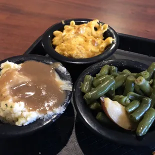 three plates of food