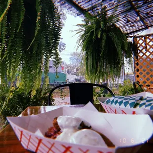 a basket of food on a table