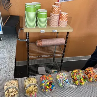 Cup sizes to pick from and the start of the toppings