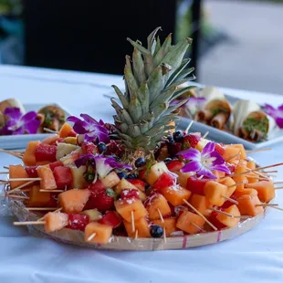 a pineapple on a platter