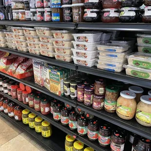 shelves of food