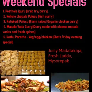 Weekend specials for July 24th - 26th