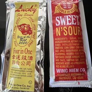 Sauces that came with the to go order of noodles