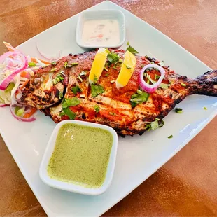 Perfectly prepared Tandoori Pomfret - loved mint sauce with it