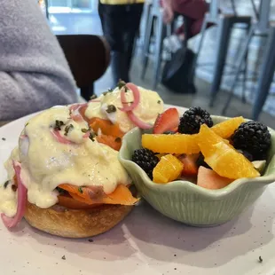 Salmon eggs Benedict