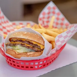 Double cheeseburger and fries