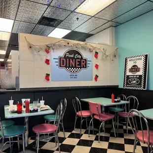 the interior of the diner