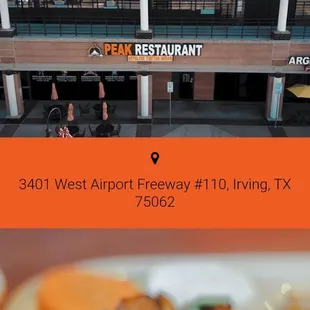 Screenshot from the restaurant website https://peakirving.com