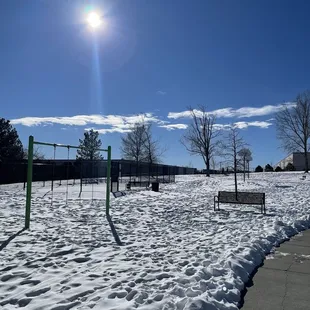 Basketball and tennis quart. Big swings for older kiddos!
