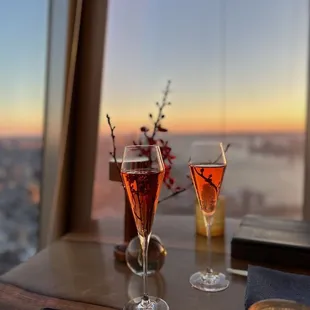 Peak menu and champagne glass