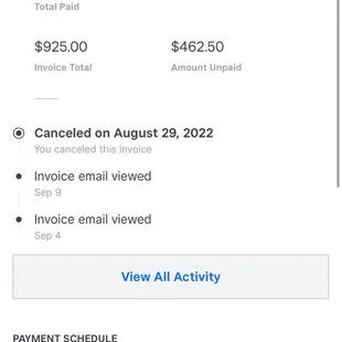 Balance never paid so it is considered a client cancellation per the signed contract