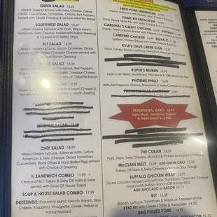 Menu (to be updated)