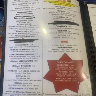 Menu (to be updated)