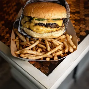 Double patty all the way with a side of fries. Food Insta @Bitehouston