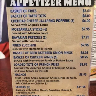 menu