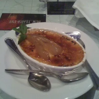 Poached Pear Creme Brulee