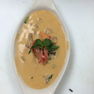 a bowl of soup on a table