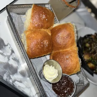 Yeast Rolls with strawberry jalapeño jam