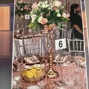 Centerpiece and table set up.