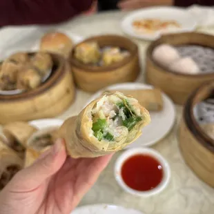 Shrimp &amp; Chive egg roll | IG: @tffny.eats