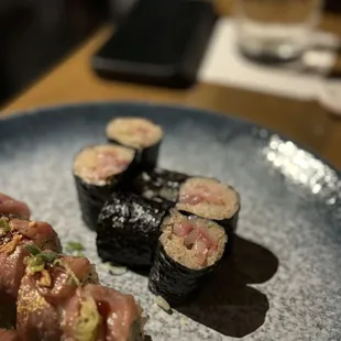 a plate of sushi on a table