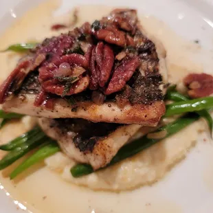 Fish with native pecan butter and grits