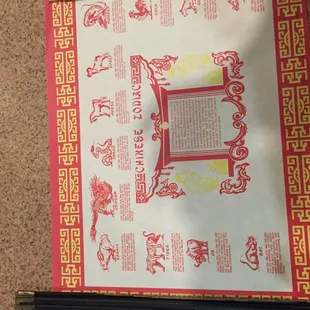 Chinese zodiac as place mats