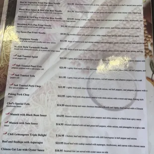 menu