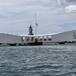 USS Arizona and USS Missouri in the back
