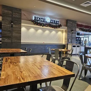 tables and chairs in a restaurant
