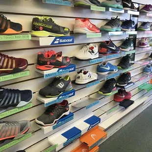 Lots of different styles of tennis shoes!