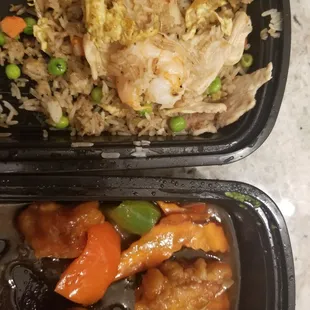 Combination fried rice, general tsos, mostly gone, lol!