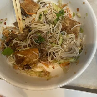 Grilled pork with egg role vermicelli