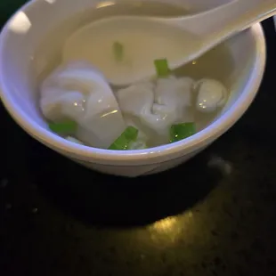 The small bowl of Won Tons soup 4 buck a roo's