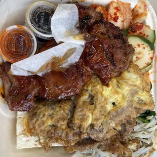 Meat jun &amp; Spicy Garlic Chicken Combo