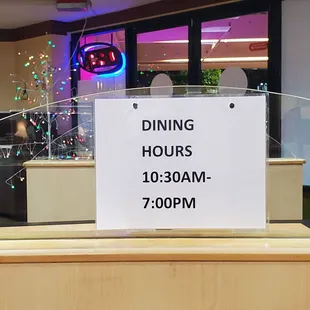 The Dining Room is only opened for "dine-in" from 10:30 AM to 7:00 PM.