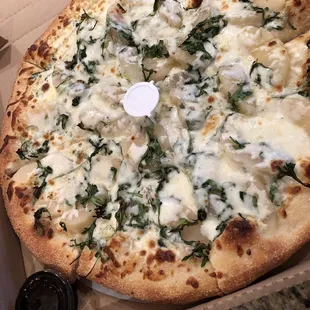 Pear and Gorgonzola Hand Tossed Pizza - balsamic glaze on the side.