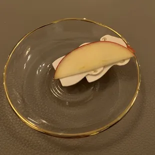 n apple slice on a plate
