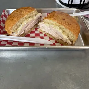 Smoked turkey sandwich with lemon dill sauce. !