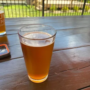 Sitting outside  having a good cold beer